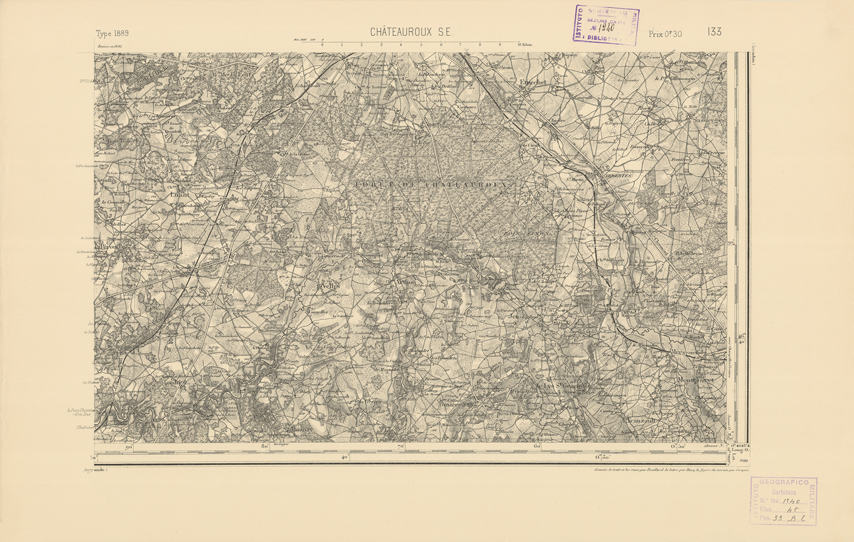 (N:22132) CARTE DE FRANCE - CHATEAUROUX S.E. (B0018717) Carte e stampe antiche: riproduzione a colori su carta (formato A2)