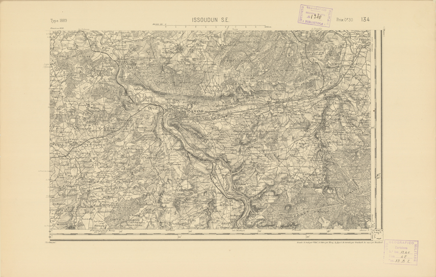 (N:22135) CARTE DE FRANCE - ISSOUDUN S.E. (B0018721) Carte e stampe antiche: riproduzione a colori su carta (formato A2)