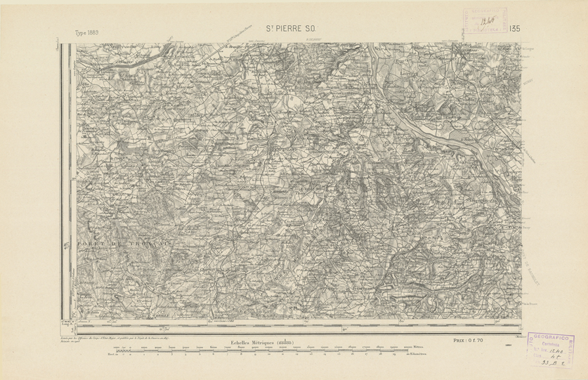 (N:22140) CARTE DE FRANCE - ST. PIERRE S.E. (B0018726) Carte e stampe antiche: riproduzione a colori su carta (formato A2)
