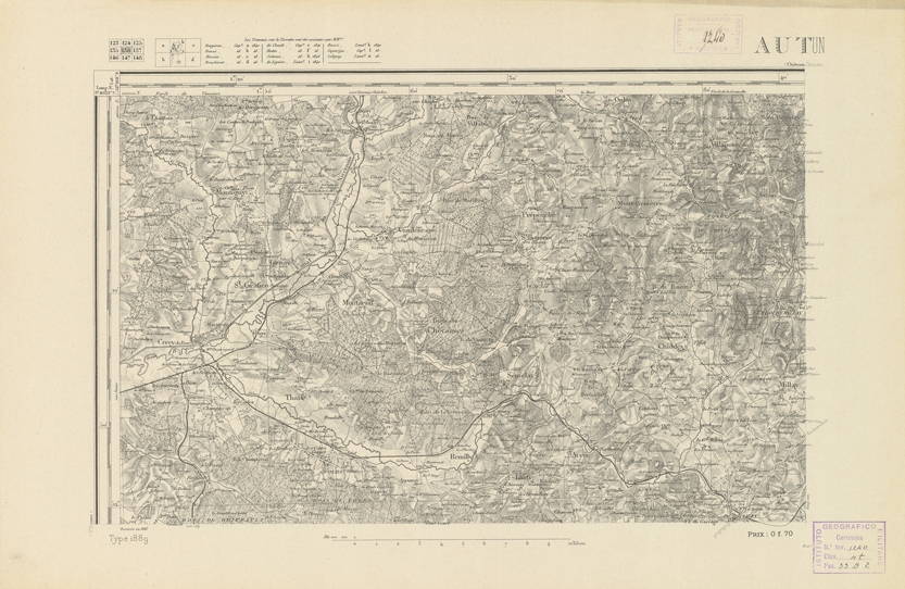 (N:22141) CARTE DE FRANCE - AUTUN (B0018727) Carte e stampe antiche: riproduzione a colori su carta (formato A2)