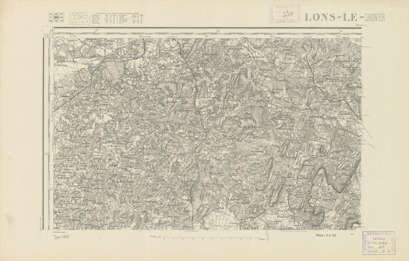 (N:22149) CARTE DE FRANCE - LONS-LE-SAUNIER (B0018735) Carte e stampe antiche: riproduzione a colori su carta (formato A2)