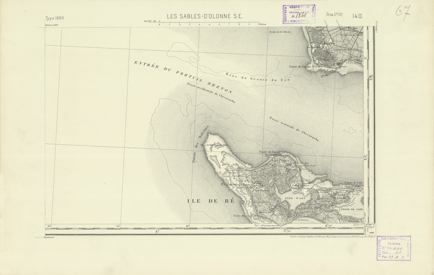 (N:22156) CARTE DE FRANCE - LES SABLES-D'OLONNE (B0018742) Carte e stampe antiche: riproduzione a colori su carta (formato A2)