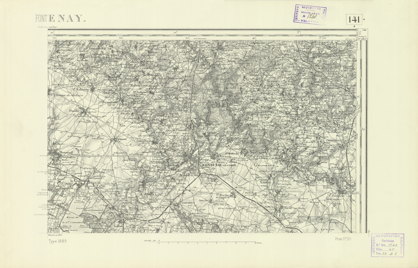 (N:22158) CARTE DE FRANCE - FONTANAY (B0018744) Carte e stampe antiche: riproduzione a colori su carta (formato A2)