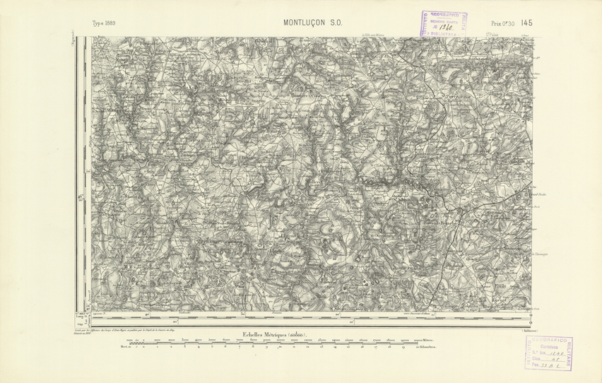 (N:22175) CARTE DE FRANCE - MONTLUCON S.O. (B0018762) Carte e stampe antiche: riproduzione a colori su carta (formato A2)