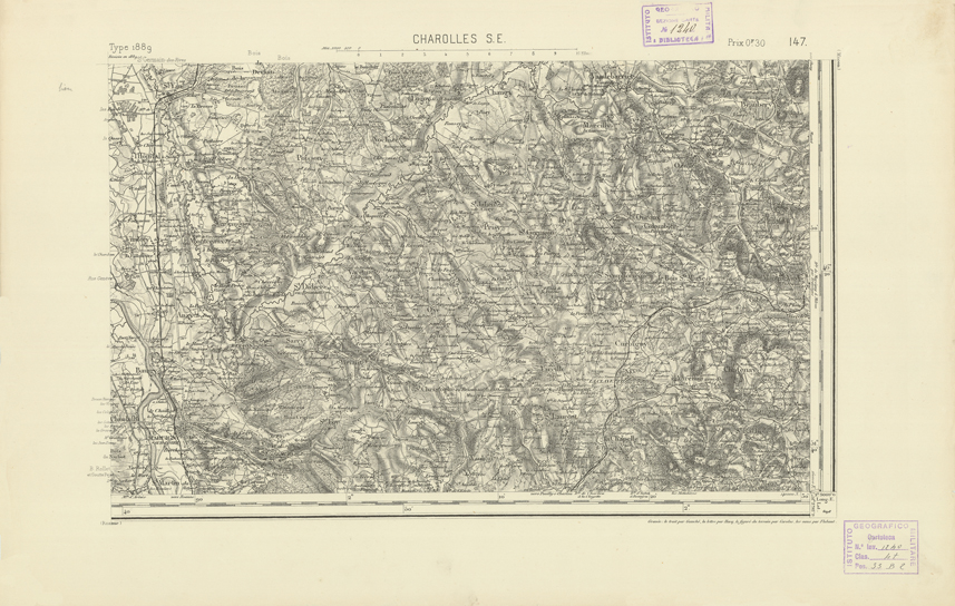 (N:22636) CARTE DE FRANCE - CHAROLLES S.E. (B0018769) Carte e stampe antiche: riproduzione a colori su carta (formato A2)