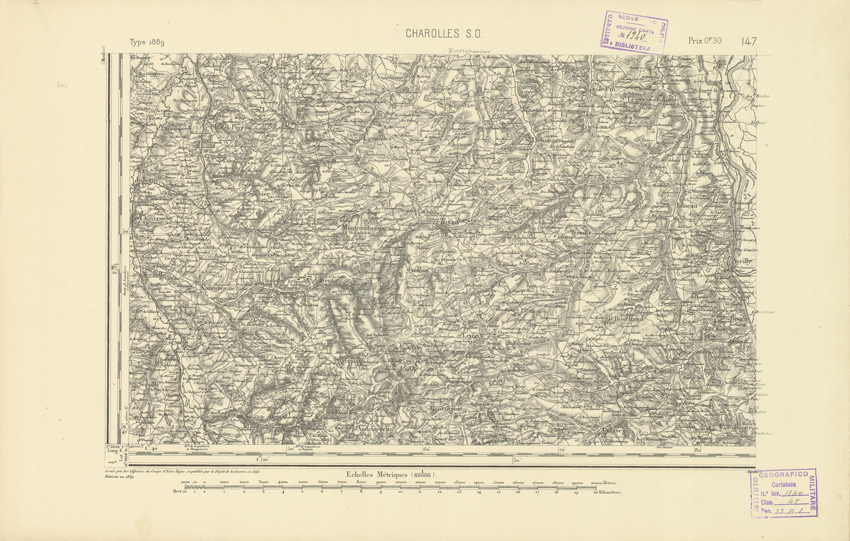 (N:22637) CARTE DE FRANCE - CHAROLLES S.O. (B0018770) Carte e stampe antiche: riproduzione a colori su carta (formato A2)