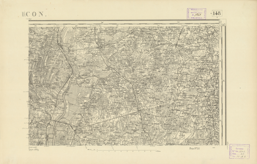 (N:22639) CARTE DE FRANCE - MACON (B0018772) Carte e stampe antiche: riproduzione a colori su carta (formato A2)