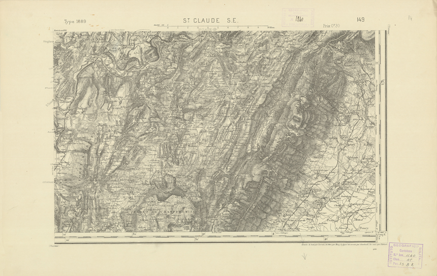 (N:22645) CARTE DE FRANCE - SAINT CLAUDE S.E. (B0018778) Carte e stampe antiche: riproduzione a colori su carta (formato A2)