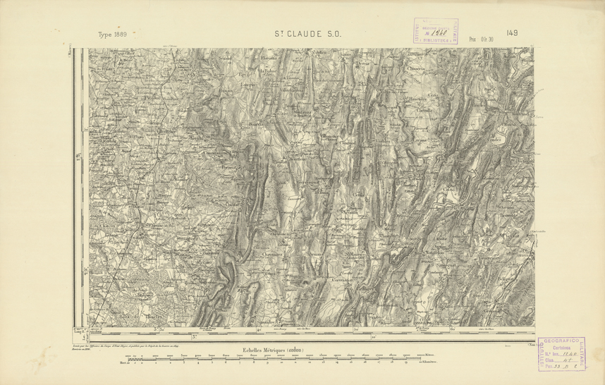 (N:22646) CARTE DE FRANCE - SAINT CLAUDE S.O. (B0018779) Carte e stampe antiche: riproduzione a colori su carta (formato A2)