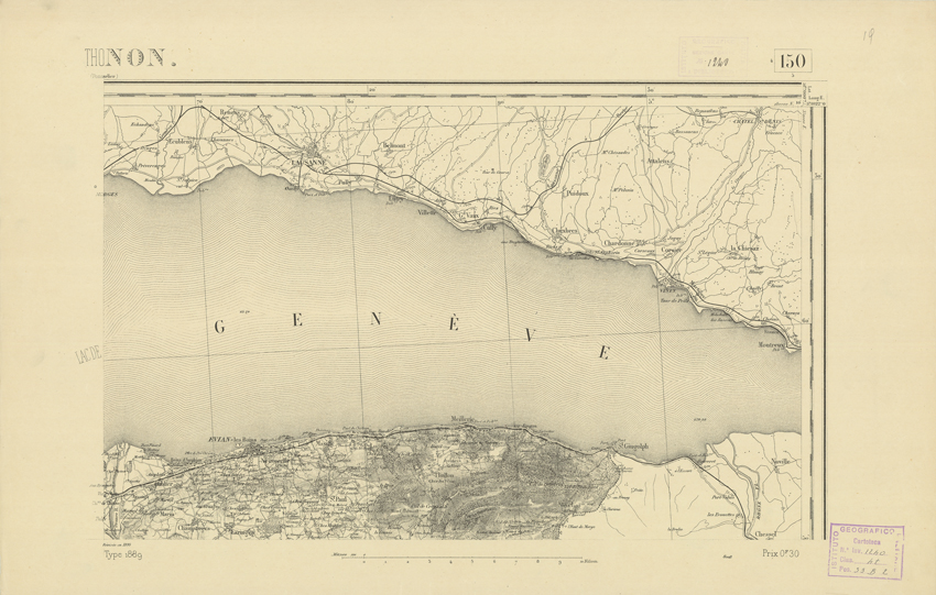 (N:22648) CARTE DE FRANCE - THONON (B0018781) Carte e stampe antiche: riproduzione a colori su carta (formato A2)