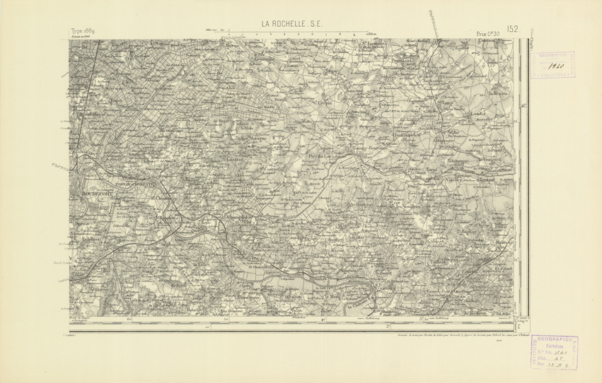 (N:22185) CARTE DE FRANCE - LA ROCHELLE S.E. (B0018788) Carte e stampe antiche: riproduzione a colori su carta (formato A2)