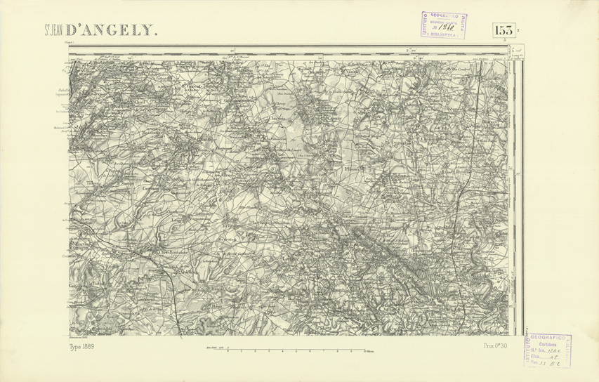 (N:22188) CARTE DE FRANCE - ST. JEAN D'ANGELY (B0018791) Carte e stampe antiche: riproduzione a colori su carta (formato A2)