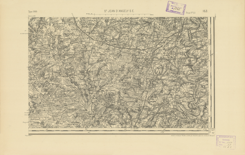(N:22189) CARTE DE FRANCE - ST.JEAN D'ANGELY S.E. (B0018792) Carte e stampe antiche: riproduzione a colori su carta (formato A2)