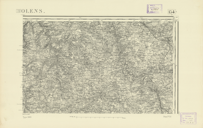 (N:22192) CARTE DE FRANCE - CONFOLENS (B0018795) Carte e stampe antiche: riproduzione a colori su carta (formato A2)