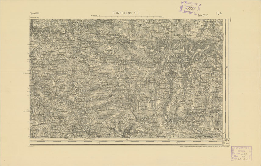 (N:22196) CARTE DE FRANCE - CONFOLENS II SE (B0018796) Carte e stampe antiche: riproduzione a colori su carta (formato A2)