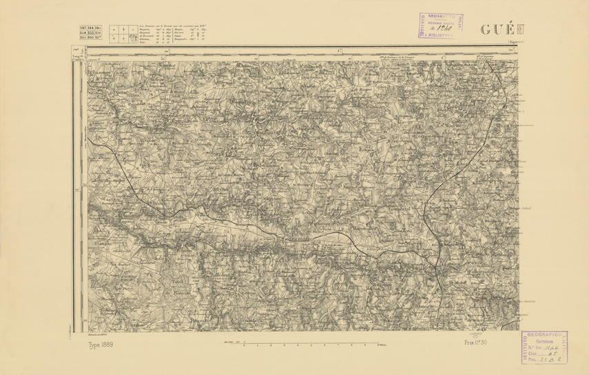 (N:22198) CARTE DE FRANCE - GUERET (B0018798) Carte e stampe antiche: riproduzione a colori su carta (formato A2)