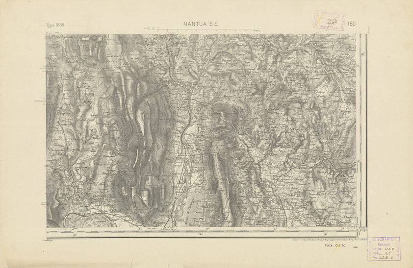 (N:22224) CARTE DE FRANCE - NANTUA S.E. (B0018819) Carte e stampe antiche: riproduzione a colori su carta (formato A2)
