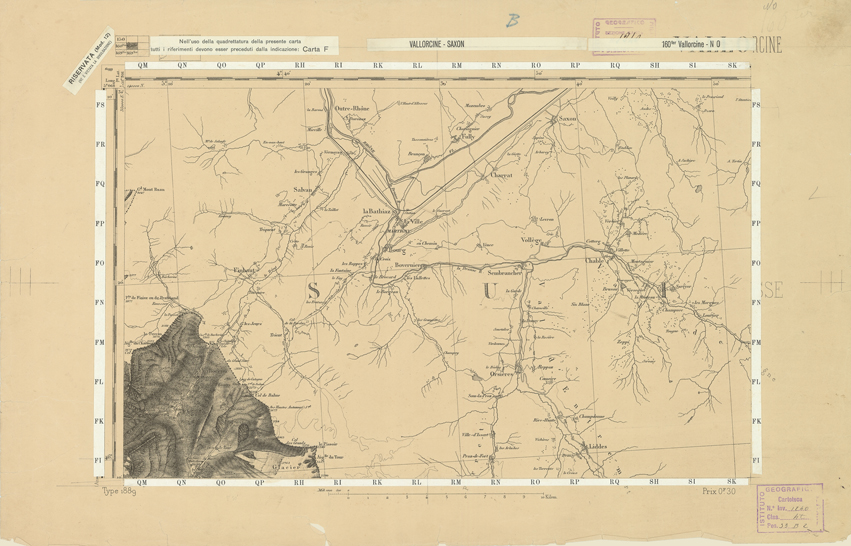 (N:22230) CARTE DE FRANCE - VALLORCINE N.O. (B0018825) Carte e stampe antiche: riproduzione a colori su carta (formato A2)