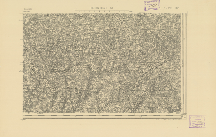(N:22241) CARTE DE FRANCE - ROCHECHOUART S.E. (B0018836) Carte e stampe antiche: riproduzione a colori su carta (formato A2)
