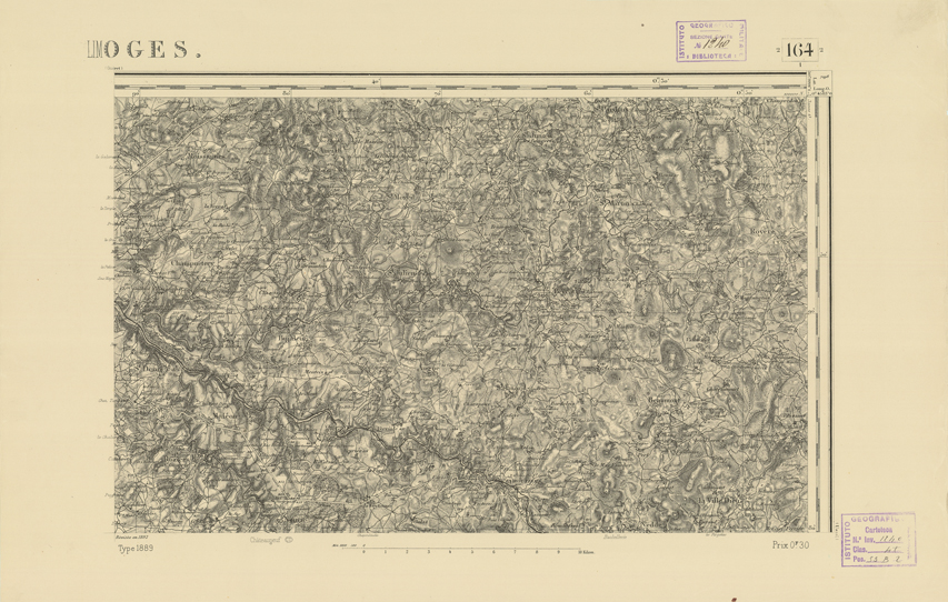 (N:22244) CARTE DE FRANCE - LIMOGES (B0018839) Carte e stampe antiche: riproduzione a colori su carta (formato A2)