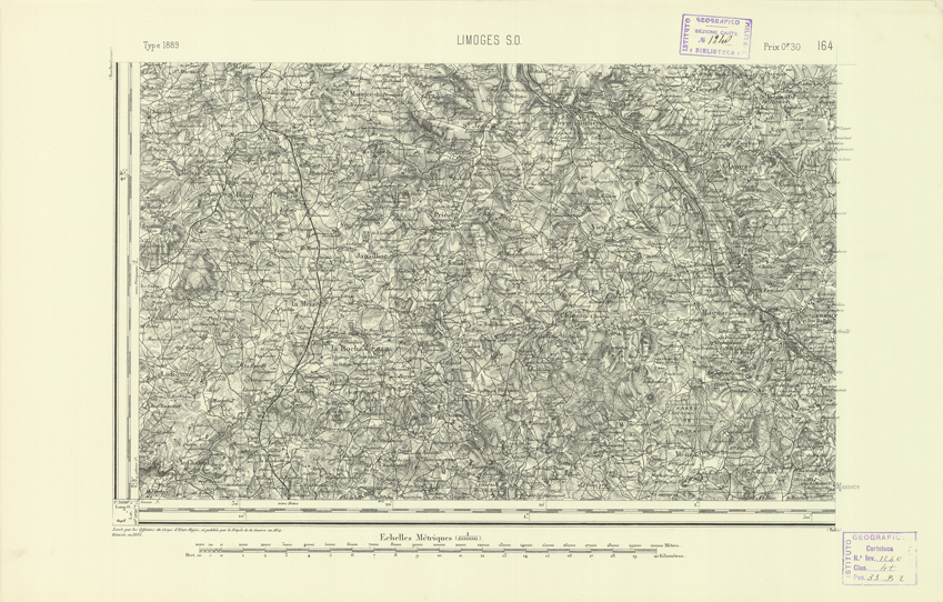 (N:22246) CARTE DE FRANCE - LIMOGES S.O. (B0018841) Carte e stampe antiche: riproduzione a colori su carta (formato A2)