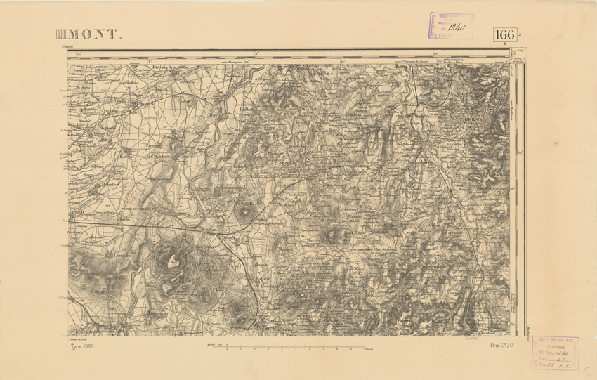 (N:22252) CARTE DE FRANCE - CLERMONT (B0018847) Carte e stampe antiche: riproduzione a colori su carta (formato A2)