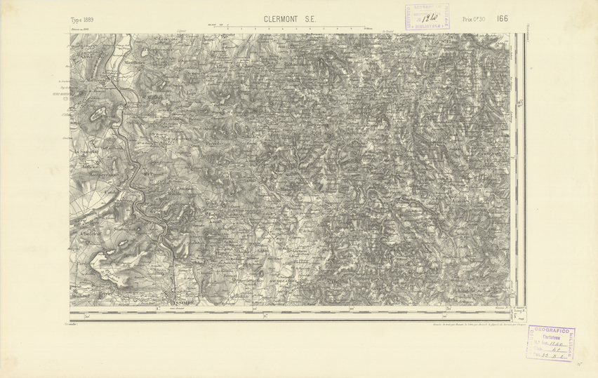 (N:22253) CARTE DE FRANCE - CLERMONT S.E. (B0018848) Carte e stampe antiche: riproduzione a colori su carta (formato A2)