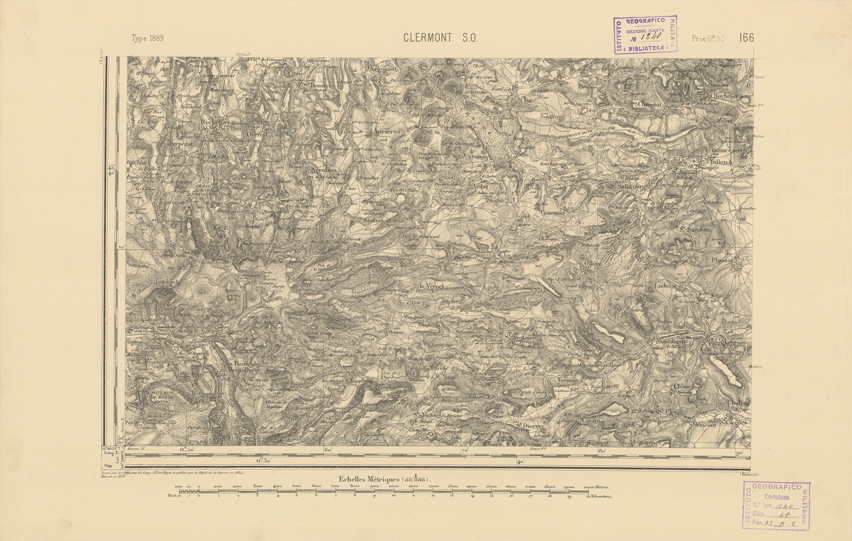 (N:22254) CARTE DE FRANCE - CLERMONT S.O. (B0018849) Carte e stampe antiche: riproduzione a colori su carta (formato A2)