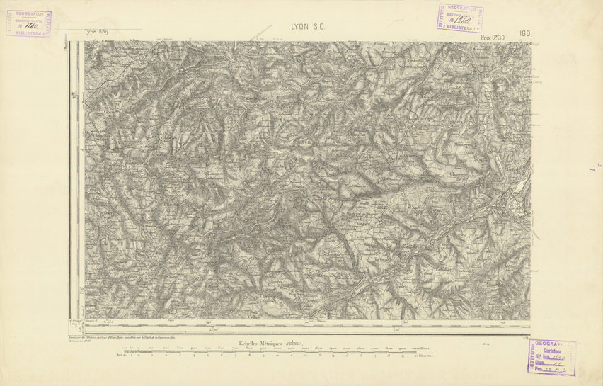 (N:22261) CARTE DE FRANCE - LYON S.O. (B0018856) Carte e stampe antiche: riproduzione a colori su carta (formato A2)