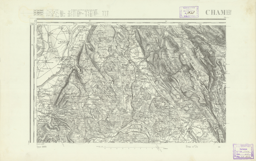 (N:22263) CARTE DE FRANCE - CHAMBERY (B0018858) Carte e stampe antiche: riproduzione a colori su carta (formato A2)