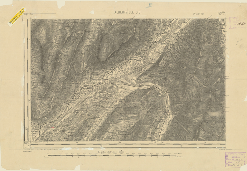 (N:22269) CARTE DE FRANCE - ALBERTVILLE S.O. (B0018864) Carte e stampe antiche: riproduzione a colori su carta (formato A2)