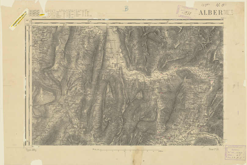 (N:22270) CARTE DE FRANCE - ALBERTVILLE N.O. (B0018865) Carte e stampe antiche: riproduzione a colori su carta (formato A2)