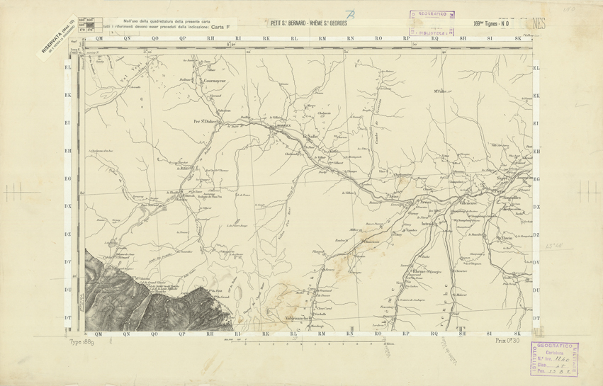 (N:22271) CARTE DE FRANCE - TIGNES N.O. (B0018866) Carte e stampe antiche: riproduzione a colori su carta (formato A2)