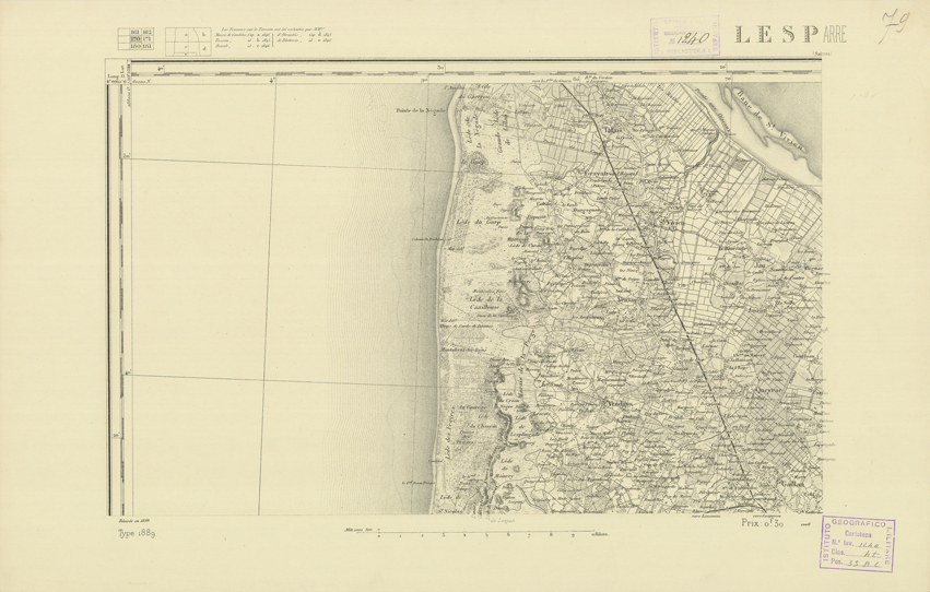(N:22273) CARTE DE FRANCE - LESPARRE (B0018868) Carte e stampe antiche: riproduzione a colori su carta (formato A2)