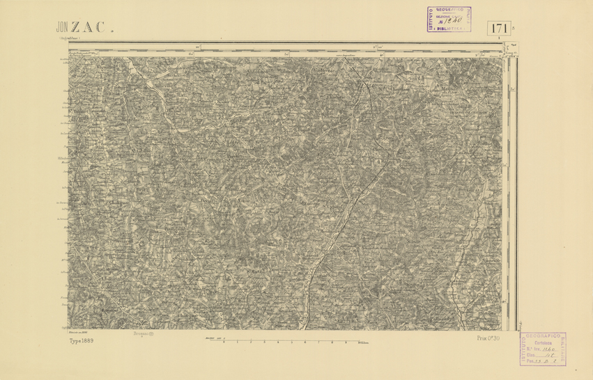 (N:22278) CARTE DE FRANCE - JONZAC (B0018873) Carte e stampe antiche: riproduzione a colori su carta (formato A2)