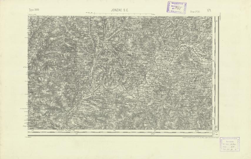 (N:22279) CARTE DE FRANCE - JONZAC S.E. (B0018874) Carte e stampe antiche: riproduzione a colori su carta (formato A2)