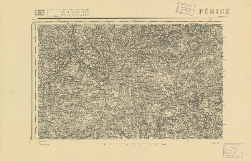 (N:22281) CARTE DE FRANCE - PERIGUEUX (B0018876) Carte e stampe antiche: riproduzione a colori su carta (formato A2)