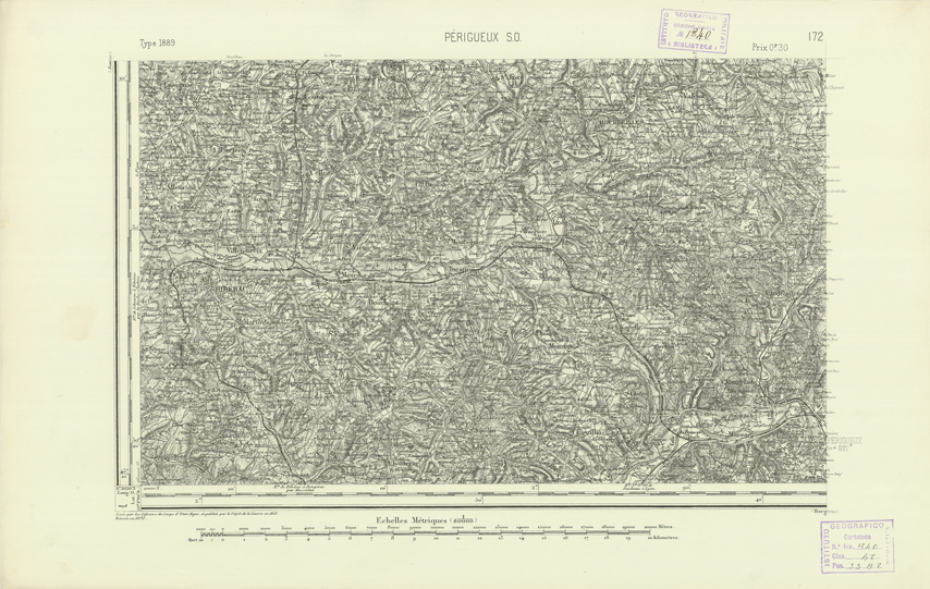 (N:22284) CARTE DE FRANCE - PERIGUEUX S.O. (B0018879) Carte e stampe antiche: riproduzione a colori su carta (formato A2)