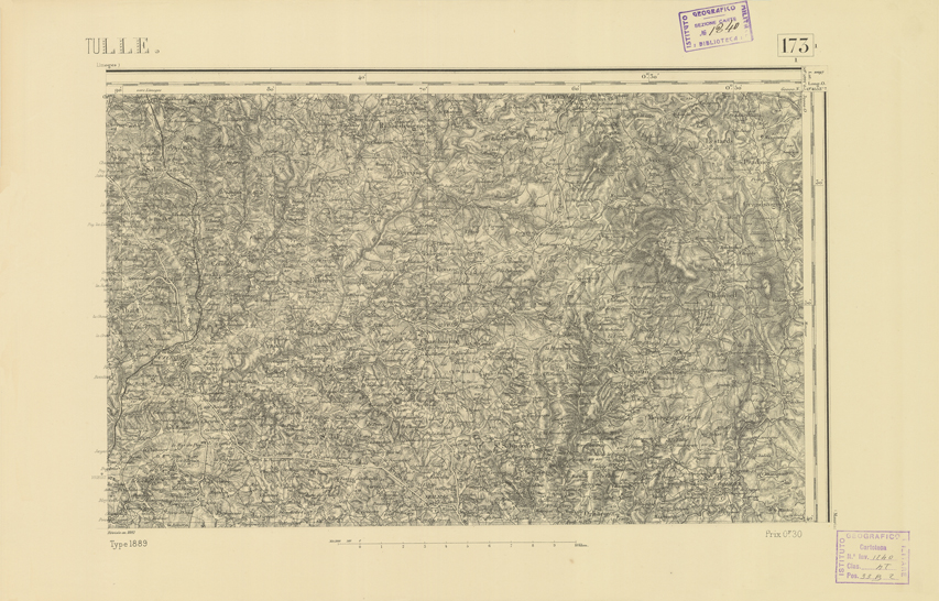 (N:22286) CARTE DE FRANCE - TULLE (B0018881) Carte e stampe antiche: riproduzione a colori su carta (formato A2)