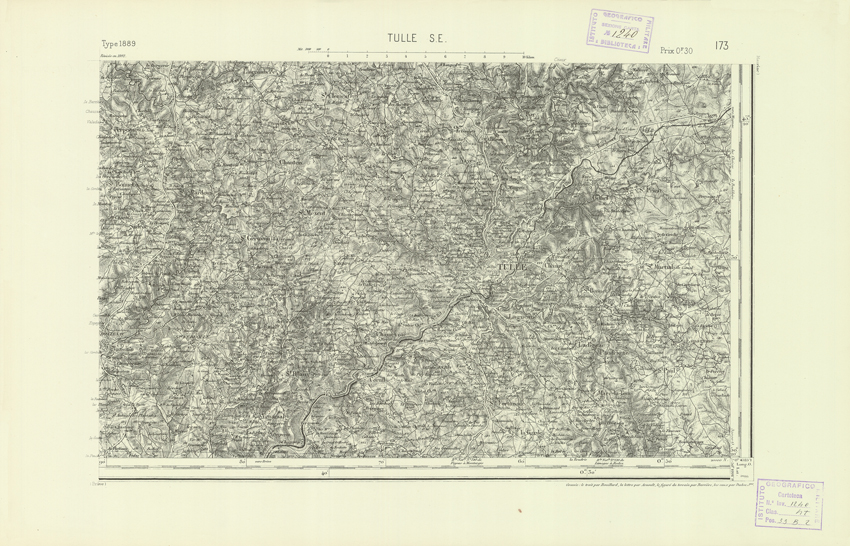 (N:22287) CARTE DE FRANCE - TULLE S.E. (B0018882) Carte e stampe antiche: riproduzione a colori su carta (formato A2)