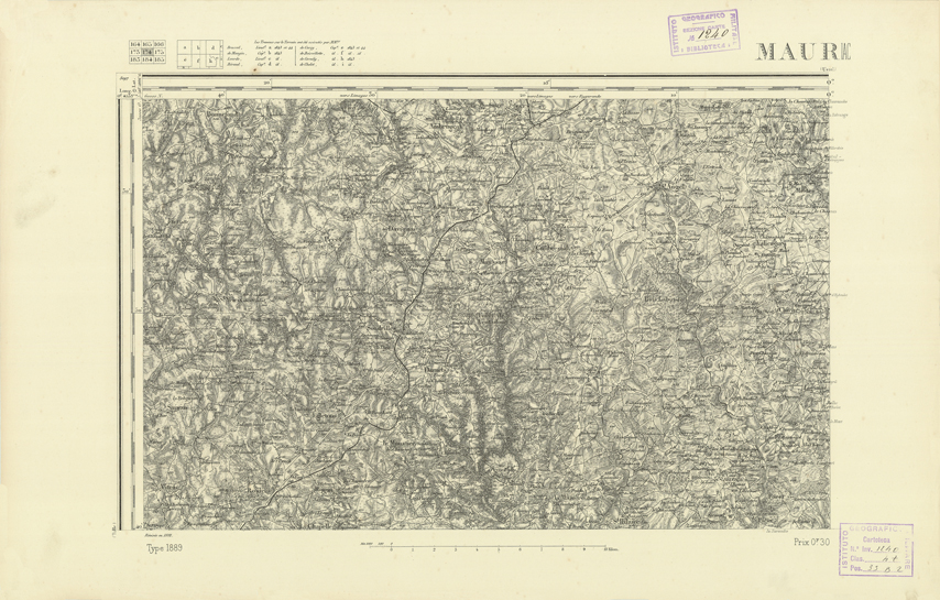 (N:22289) CARTE DE FRANCE - MAURIAC (B0018884) Carte e stampe antiche: riproduzione a colori su carta (formato A2)