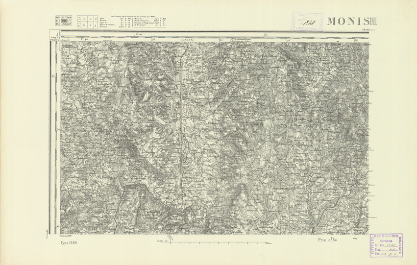 (N:22297) CARTE DE FRANCE - MONISTROL (B0018892) Carte e stampe antiche: riproduzione a colori su carta (formato A2)