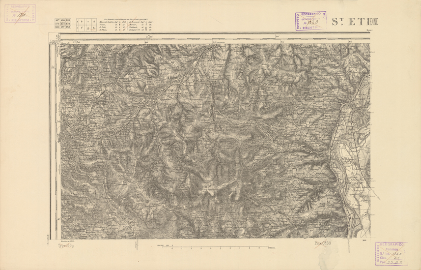 (N:22301) CARTE DE FRANCE - SAINT. ETIENNE (B0018896) Carte e stampe antiche: riproduzione a colori su carta (formato A2)