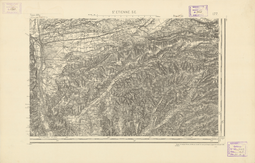 (N:22304) CARTE DE FRANCE - SAINT ETIENNE S.E. (B0018899) Carte e stampe antiche: riproduzione a colori su carta (formato A2)