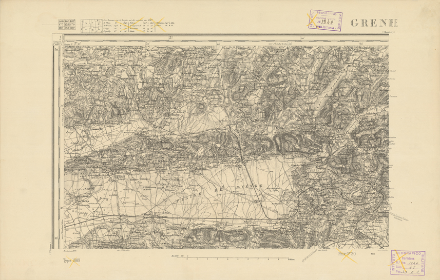 (N:22305) CARTE DE FRANCE - GRENOBLE (B0018900) Carte e stampe antiche: riproduzione a colori su carta (formato A2)