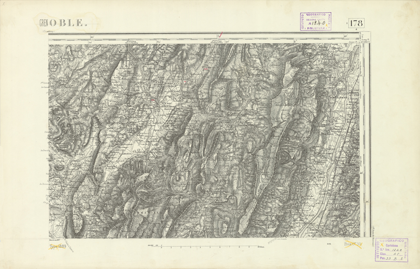 (N:22306) CARTE DE FRANCE - GRENOBLE (B0018901) Carte e stampe antiche: riproduzione a colori su carta (formato A2)