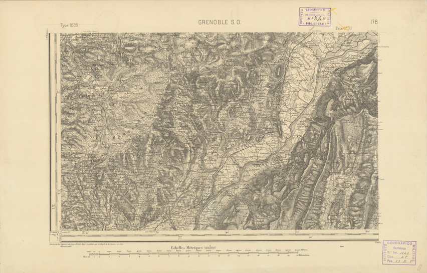 (N:22307) CARTE DE FRANCE - GRENOBLE S.O. (B0018902) Carte e stampe antiche: riproduzione a colori su carta (formato A2)