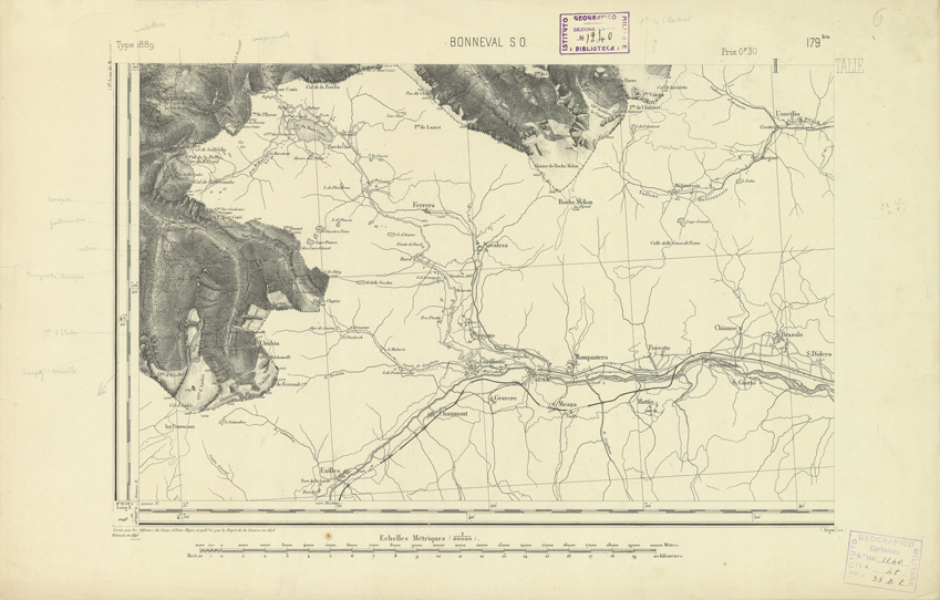 (N:22314) CARTE DE FRANCE - BONNEVAL S.O. (B0018909) Carte e stampe antiche: riproduzione a colori su carta (formato A2)