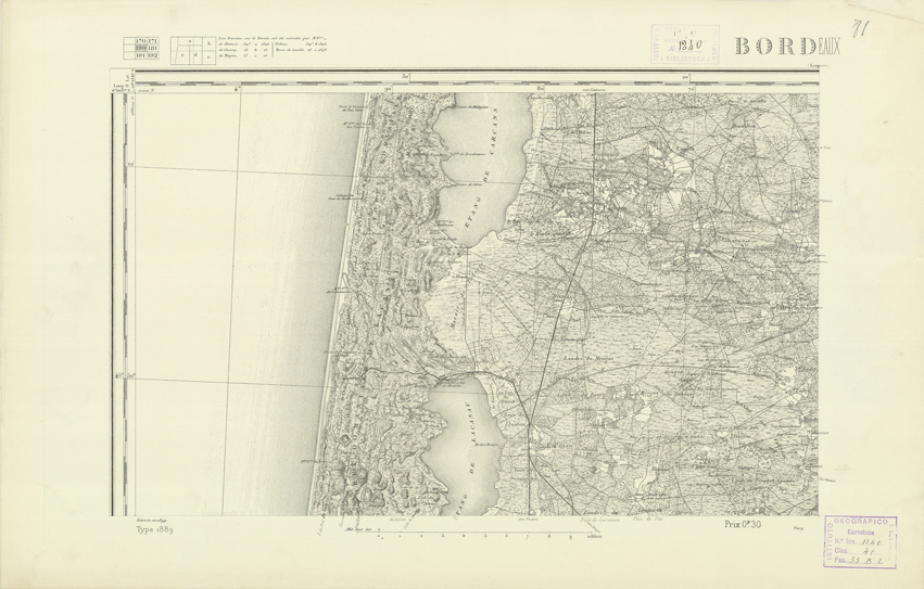 (N:22315) CARTE DE FRANCE - BORDEAUX (B0018910) Carte e stampe antiche: riproduzione a colori su carta (formato A2)