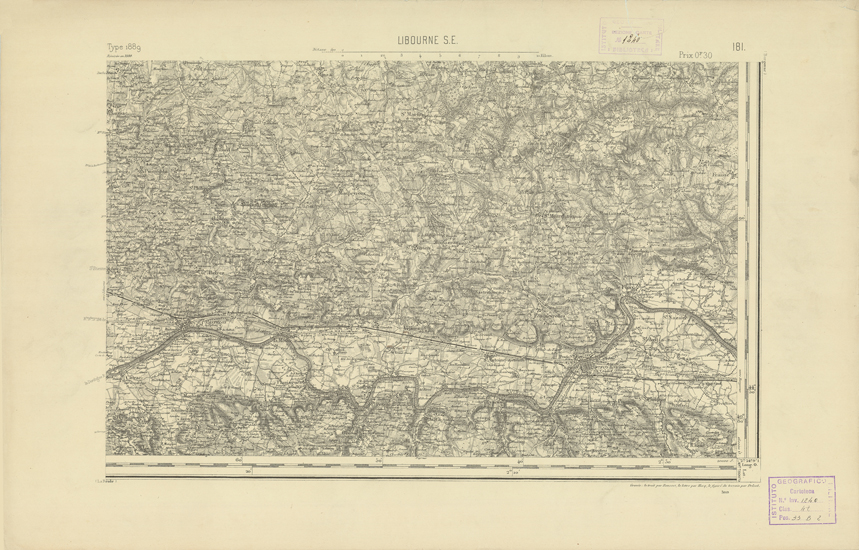 (N:22325) CARTE DE FRANCE - LIBOURNE S.E. (B0018920) Carte e stampe antiche: riproduzione a colori su carta (formato A2)